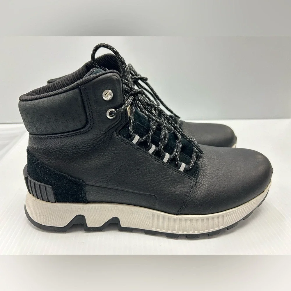 SOREL MAC HILL MID LEATHER WATERPROOF BLACK MEN'S SNEAKER SIZE 9 NWOT